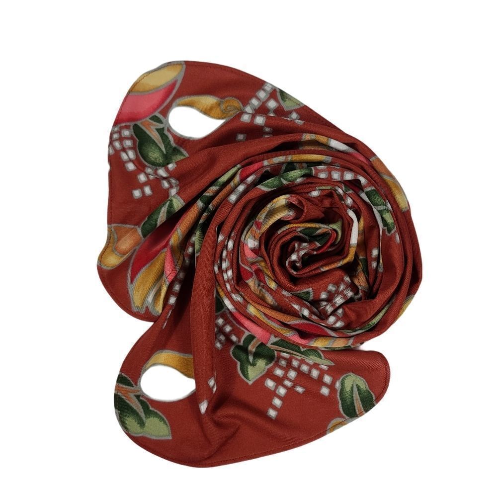 Orange And Green Vintage Rose Wrap Around Scarf
